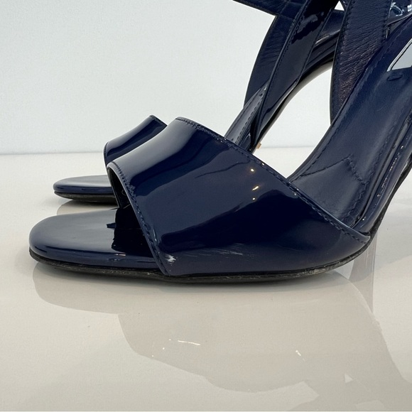 PRADA BLUE PATENT LEATHER SANDALS SIZE IT 37.5 / US 7.5 - Picture 17 of 17